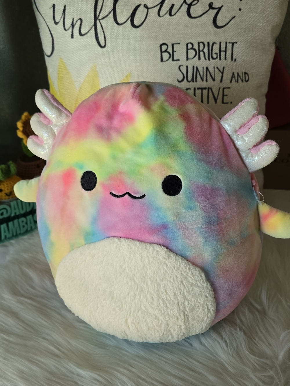 Plush Axolotl Squishmallow-Style Toy - Multicolor Pastel